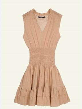 Tan sleeveless, Elastic Waist, Mini dress
